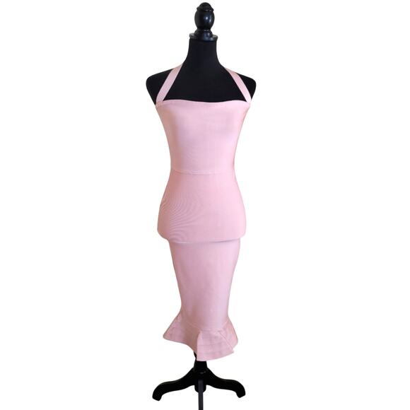NEW Meilun Halter Fishtail Bandage Party Dress, Small, Mermaid Prom Wedding Pink - Picture 1 of 13